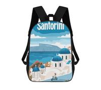 sinyumoney Travel to Santorini Backpack School Water Resistant Travel Backpack Computer Bag for School/Work/Travel 17inch