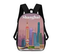 sinyumoney Travel to Shanghai Backpack 3D Printed Children's School Backpack Kids Travel Backpacks High Capacity Book Bags Children's Backpack Rucksack 17inch