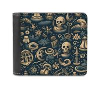 sinyumoney Treasure Map Illustration 3D Print Clutch Purse Coin Pocket ID RFID Blocking Banknote Compartments Purse Youth Guys 11.7cm*9.5cm