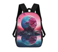 sinyumoney Tree Cherry Blossom 3D Printed 17inch Kids School Backpack School Bag Fashion Rucksacks for Boys Elementary And Middle School Students