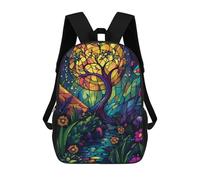 sinyumoney Tree Stained Glass Forest School Backpack Lightweight Schoolbag Dayback Bookbag College for Teenage Girls Boys Women Men 17inch