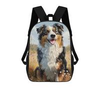 sinyumoney Tri-Color Australian Shepherd in Field -1 Backpack School Rucksack Casual Daypacks School Work Travel Bag for Men, Women & Teenage Boys 17inch