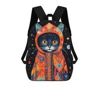 sinyumoney Tribal Animal Art 02 Cat 3D Printed Children's School Backpack for Kids High Capacity Travel Rucksacks Book Bags Kids School Bag Back Pack 17inch