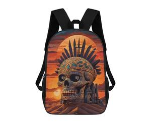 sinyumoney Tribal Sunset Skull Backpack School Work Laptop Backpack Rucksack Bag for Men, Women & Teenage Boys 17inch