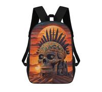 sinyumoney Tribal Sunset Skull Backpacks Kids Student Schoolbag 3D Printed Backpacks Elementary And Middle School Students Backpacks for Boys Girls 17inch