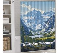sinyumoney Trinity Alps Wilderness Landscape Art 100% Polyester Fabric Washable Decor Bath Curtains for Shower Bath Curtain Wet Room 64.17x70.87Inch（163x180cm）