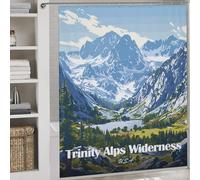 sinyumoney Trinity Alps Wilderness Landscape Art Washable Waterproof Cloth Fabric Bathroom Decor Curtains for Bathroom Wet Room 69.69x70.87Inch（177x180cm）