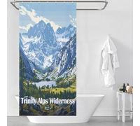 sinyumoney Trinity Alps Wilderness Landscape Art with Hooks Waterproof Fabric Bathroom Decor Curtains for Toile Bathroom Dorm 35.43x70.87Inch（90x180cm）