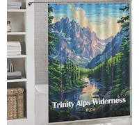 sinyumoney Trinity Alps Wilderness USA Landscape Art Anti-Mould Proof Resistant Quick Drying Proof Resistant Soft Fabric Hotel Shower Curtain for Bathtub Shower Stall 64.17x70.87Inch（163x180cm）