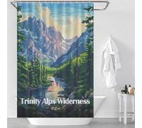 sinyumoney Trinity Alps Wilderness USA Landscape Art with Hooks Waterproof Fabric Bathroom Curtains Modern Art for Kids Women Men 46.85x70.87Inch（119x180cm）