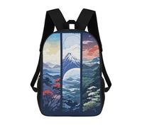 sinyumoney Triple Japanese Mountains Children's Backpacks 17inch School Backpack 3D Printed Bag Bookbag for Kids Travel Rucksacks Boy Girl Book Bags Kids School Bag
