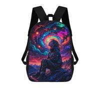 sinyumoney Tripping Neon Space Girl School Bag Backpack Teen Schoolbag 3D Printing Adjustable Schoolbag Fashion Pocket Bag for Kids Boys Girls Students And Teenagers Fans 17inch