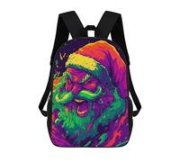 sinyumoney Trippy Santa Claus 3D Printed Children's School Backpack for Kids High Capacity Travel Rucksacks Book Bags Kids School Bag Back Pack 17inch
