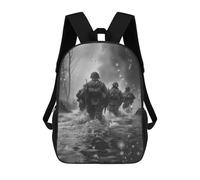 sinyumoney Troops Crossing River Kids' Backpack 3D Printing School Bag Boys Cool Daypacks Casual Knapsack Fun Back Bag for Kids And Teenager 17inch