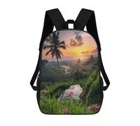 sinyumoney Tropic Dawn over Terraces School Bags Water Resistant School Bag Business Backpack - Perfect for Travel, Work And Daily Use 17inch