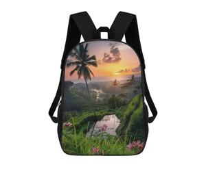 sinyumoney Tropic Dawn over Terraces School Bags Water Resistant School Bag Business Backpack - Perfect for Travel, Work And Daily Use 17inch