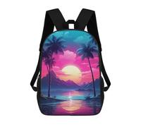 sinyumoney Tropic Twilight Grooves Backpack, Children's Backpack, Student School Bag Bookbag Rucksack, 3D Printed School Bag for Boys Girls 17inch
