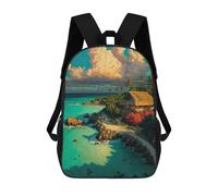 sinyumoney Tropical Beach Cottage Rucksack Computer Rucksack for School/Work/Travel for Girl, Teen Girls 17inch