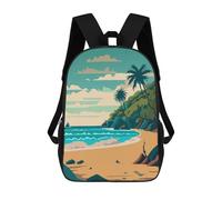 sinyumoney Tropical Beach Kids Backpack Girls 3D School Bags, Children's Rucksack Toddler Schoolbag,Casual Daypacks Fashion Bookbag Bag 17inch