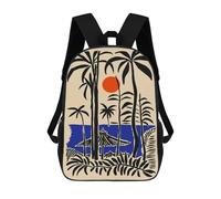sinyumoney Tropical Beach Scene Illustration Backpack School Bag Travel College Rucksack Backpacks for Campus Outdoor Travel Sports 17inch