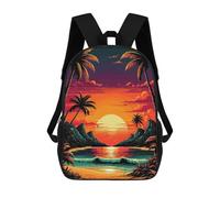 sinyumoney Tropical Beach Sunset with Palm Trees Backpacks Kids School Backpack School Bag 3D Printed School Bag for Boys Elementary And Middle School Students 17inch