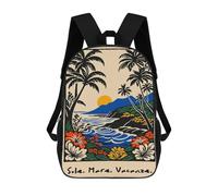 sinyumoney Tropical Beach Vacation Art Print Backpack School Bag Business Durable Laptop Bag- Perfect for Travel, Work And Daily Use 17inch