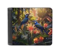 sinyumoney Tropical Birds in Sunlight 3D Print Men's Wallet Bills Credit Cards Leather RFID Banknote Compartments Leather Wallet 11.7cm*9.5cm
