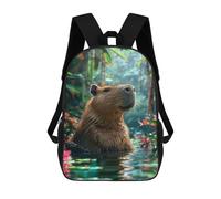 sinyumoney Tropical Floral Capybara Backpack School Work Laptop Backpack Rucksack Bag for Men, Women & Teenage Boys 17inch