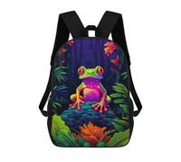 sinyumoney Tropical Frog Pixel Art Children's Backpacks School Backpack 3D Printed for Kids Travel Rucksacks Book Bags Kids 17inch School Bag