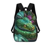 sinyumoney Tropical Green Snake Backpacks Kids Student Schoolbag 3D Printed Backpacks Elementary And Middle School Students Backpacks for Boys Girls 17inch