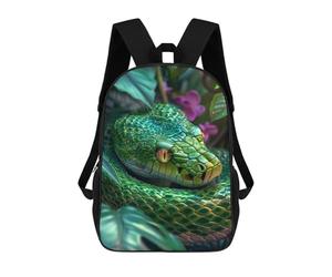 sinyumoney Tropical Green Snake Backpacks Kids Student Schoolbag 3D Printed Backpacks Elementary And Middle School Students Backpacks for Boys Girls 17inch