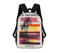 sinyumoney Tropical Honolulu Hawaii Children's 17 Inch School Backpack 3D Printed Casual Daypacks for Kids Travel Rucksacks Book Bags Kids School Bag