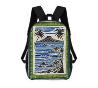 sinyumoney Tropical Island Landscape with Palm Trees Children's 17 Inch School Backpack 3D Printed Anime Movies for Kids Travel Rucksacks Book Bags Kids School Bag