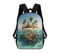 sinyumoney Tropical Island Paradise Children's Backpacks School Backpack 3D Printed for Kids Travel Rucksacks Book Bags Kids 17inch School Bag