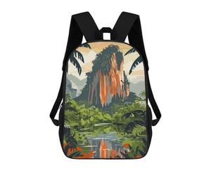 sinyumoney Tropical Jungle Landscape with Mountain School Bags Daypacks Business Backpack Water Resistant Bookbag for School/Work/Travel 17inch