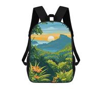 sinyumoney Tropical Landscape with Mountain And Sunset Children's Backpacks School 3D Printed Bag Bookbag for Kids Travel Rucksacks Boy Girl Book Bags Kids School Bag 17inch
