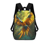sinyumoney Tropical Majestic Macaw in Rainforest Rucksacks 3D Printed Children 17inch Backpacks Fashion Casual Daypack Travel Bags Outdoor Casual Daypack for Boy And Girl
