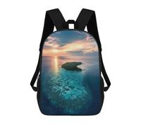 sinyumoney Tropical Paradise at Dusk Backpack, Children's Backpack, Student School Bag Bookbag Rucksack, 3D Printed School Bag for Boys Girls 17inch