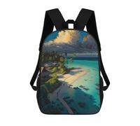 sinyumoney Tropical Paradise Beach Children's School Backpack Fashion Casual Children's Backpacks 3D Printed School Bags Boy Large Backpack 17inch