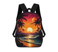 sinyumoney Tropical Sunset Beach-1 3D Printed Children's School Backpack for Kids High Capacity Travel Rucksacks Book Bags Kids School Bag Back Pack 17inch