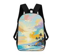 sinyumoney Tropical Sunset Beach Backpack School Bag School Secondary High School College Backpack Travel for Girls Boys Teenage 17inch