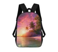 sinyumoney Tropical Sunset Beach Backpacks 3D Printed Kids School Backpack Outdoor Casual Daypack Fashion Casual Children Backpacks Cute Travel Bags 17inch