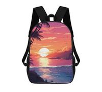 sinyumoney Tropical Sunset Beach Scene-11 School Bags Rucksack Casual Daypacks School Work Travel Bag for Teenage Girls Boys Women Men 17inch