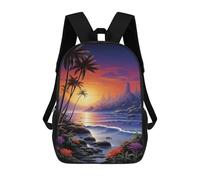 sinyumoney Tropical Sunset Beach Scene-3 School Bags Fashion Stationery Backpack Waterproof Casual Daypacks for Men, Women & Teenage Boys 17inch