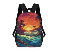 sinyumoney Tropical Sunset Beach Scene-5 School Bags Lightweight Schoolbag Dayback Bookbag College for Boys/Girls/Teenagers 17inch