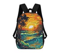 sinyumoney Tropical Sunset Beach Scene-6 Children's Backpacks School Backpack 3D Printed for Kids Travel Rucksacks Book Bags Kids 17inch School Bag