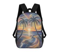 sinyumoney Tropical Sunset in Pointillist Style Backpack School Lightweight Casual Daypack School Backpacks for Men, Women & Teenage Boys 17inch