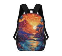 sinyumoney Tropical Sunset Landscape-1 Children's Backpacks School Backpack 3D Printed for Kids Travel Rucksacks Book Bags Kids 17inch School Bag