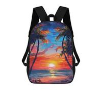 sinyumoney Tropical Sunset Painting Rucksack Water Resistant Travel Backpack Computer Bag for Campus Outdoor Travel Sports 17inch