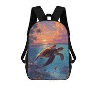 sinyumoney Tropical Sunset Sea Turtles Backpack School Bag Lightweight Casual Daypack School Backpacks for School/Work/Travel 17inch